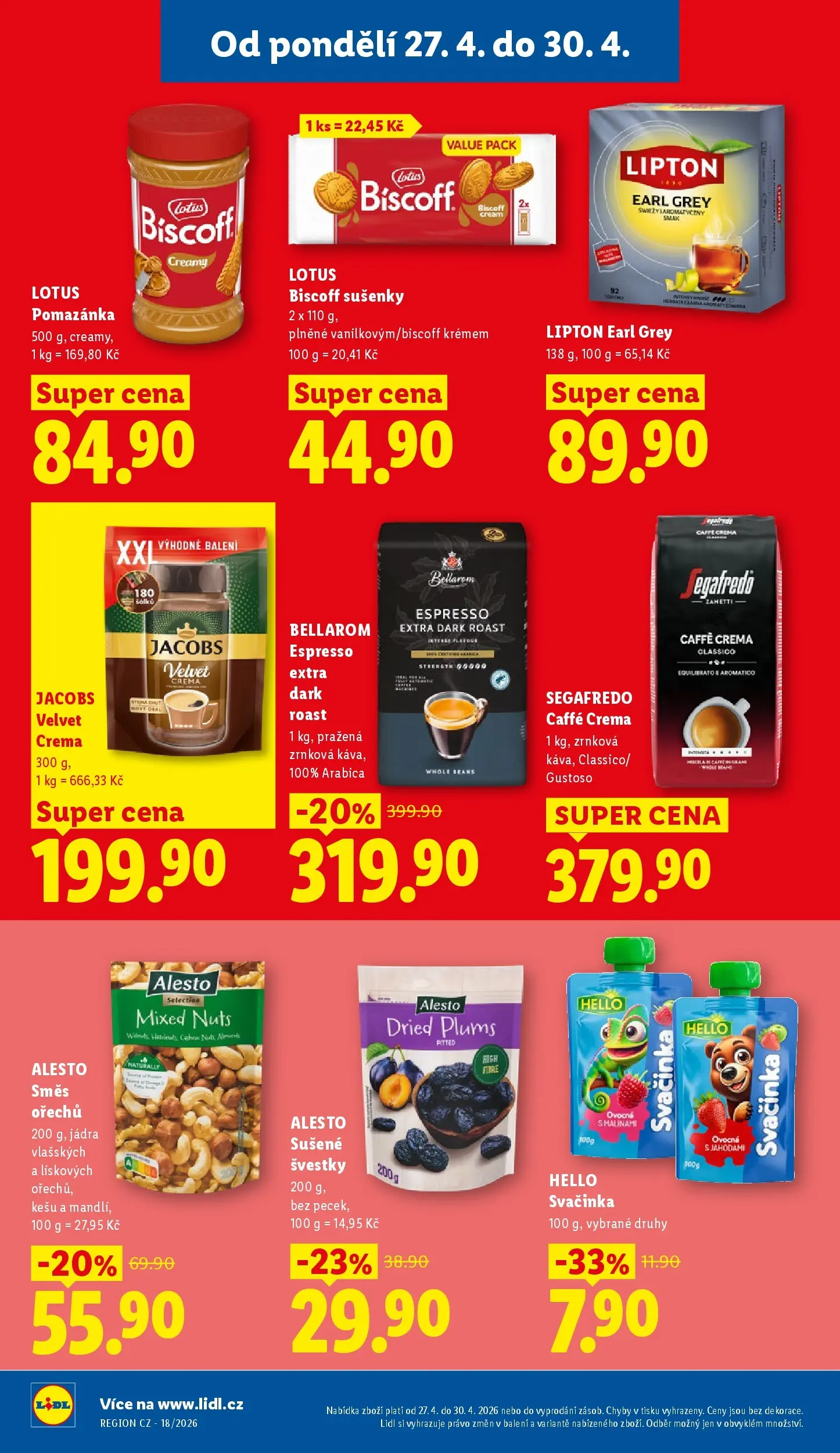 Lidl leták od 26.04.2026 - Nový akční leták | Strana: 26 | Produkty: Bellarom espresso, Směs ořechů, Pomazánka, Sušenky