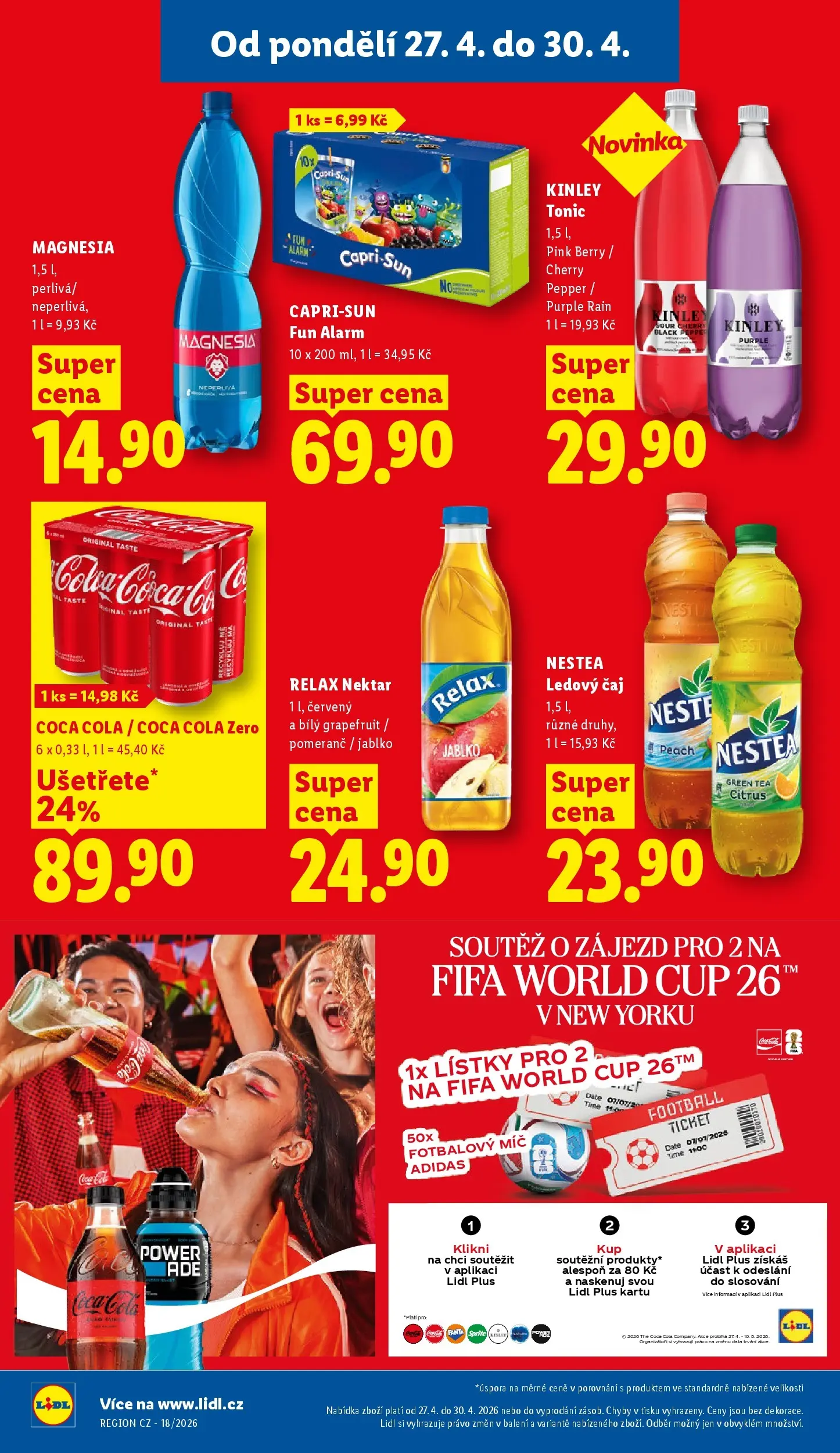 Lidl leták od 26.04.2026 - Nový akční leták | Strana: 28 | Produkty: Čaj, Fanta, Coca cola, Coca Cola Zero