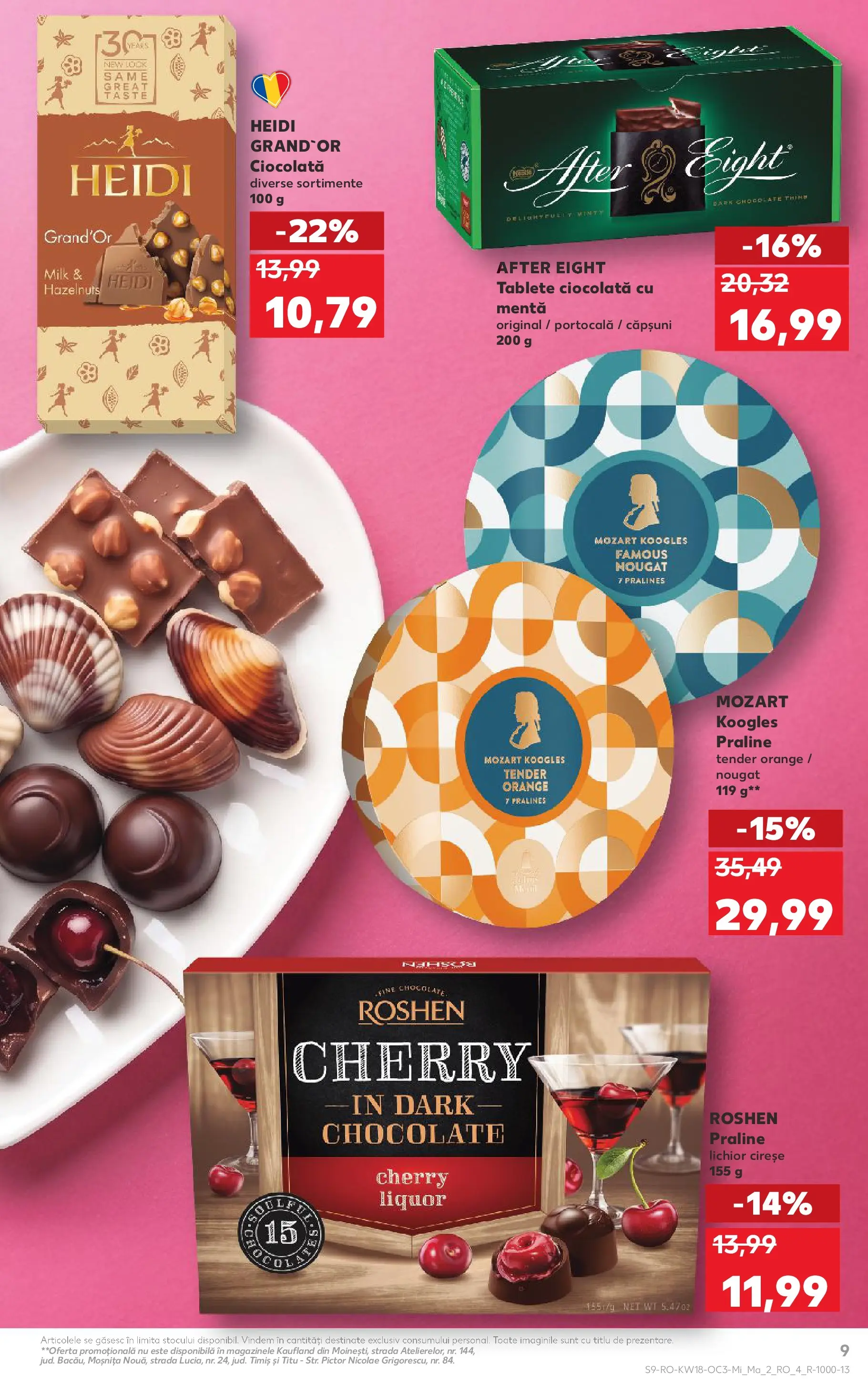 Kaufland Târgu Mureș 29.04.2026 - Revista si Oferta | Pagină: 9 | Produse: Praline, Ciocolată, Căpșuni, Cireșe