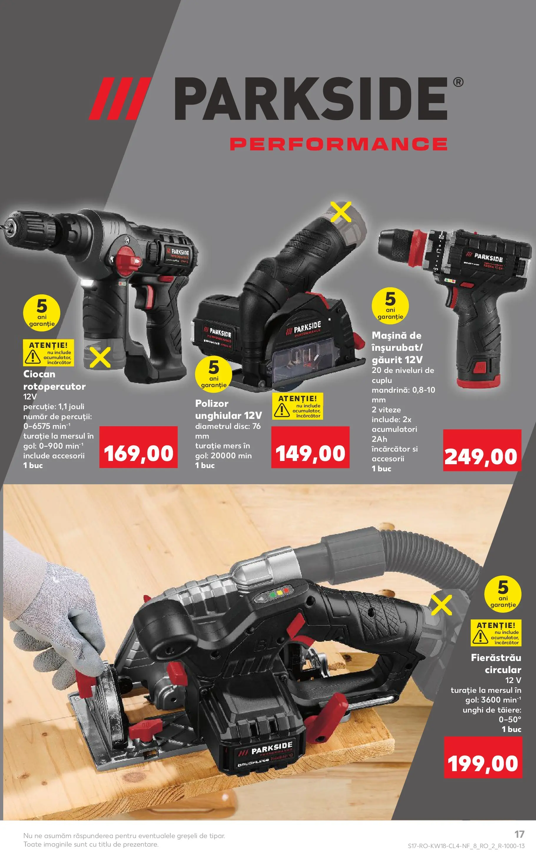 Kaufland Viseu de Sus 29.04.2026 - Revista si Oferta | Pagină: 17 | Produse: Încărcător, Ciocan rotopercutor, Disc, Polizor