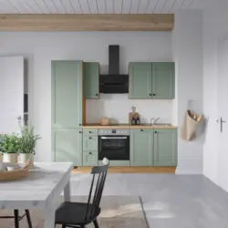 K&uuml;chenblock 240 cm in Eichefarben, Schilfgr&uuml;n