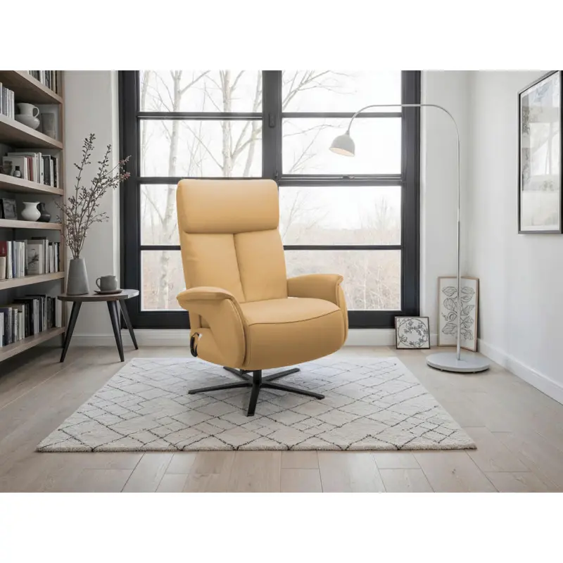 Relaxsessel in Leder Currygelb