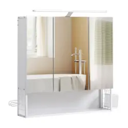 Spiegelschrank mit LED 3-t&uuml;rig ca. 70x70 cm Wei&szlig;