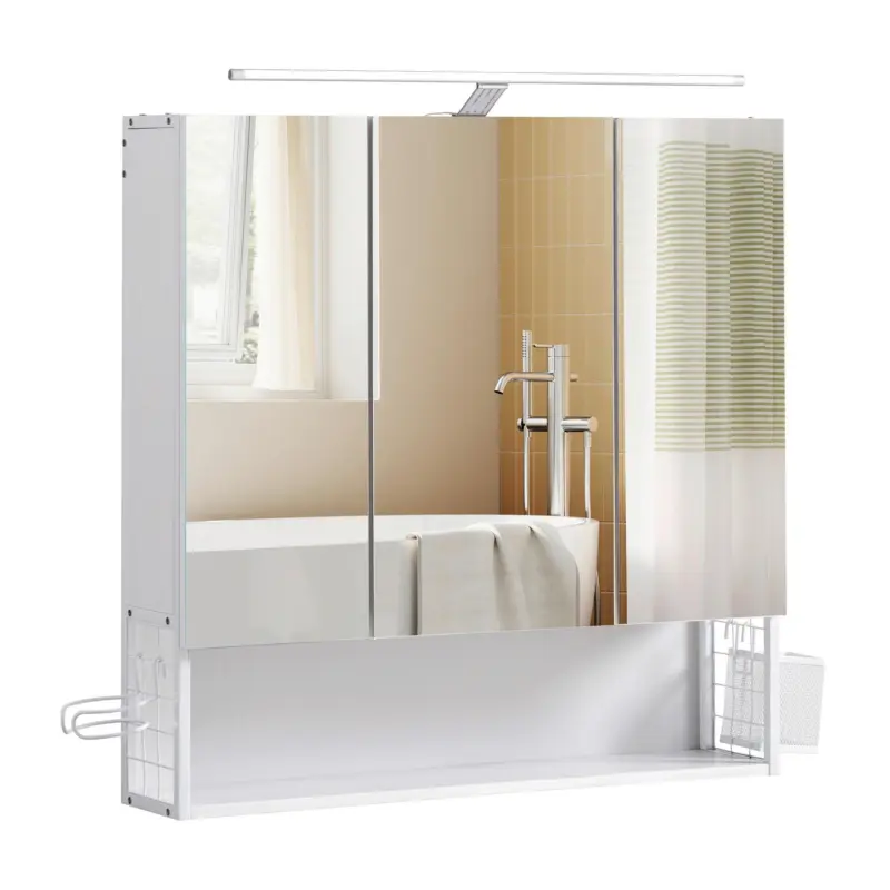 Spiegelschrank mit LED 3-t&uuml;rig ca. 70x70 cm Wei&szlig;