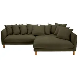 Ecksofa in Chenille Dunkelgr&uuml;n 276/162 cm
