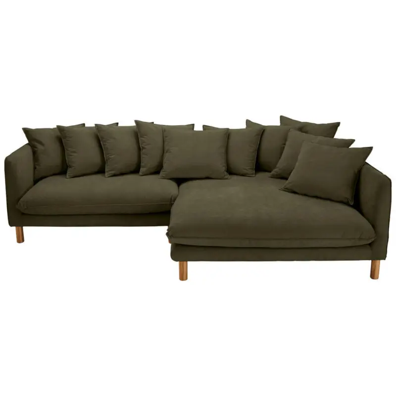 Ecksofa in Chenille Dunkelgr&uuml;n 276/162 cm