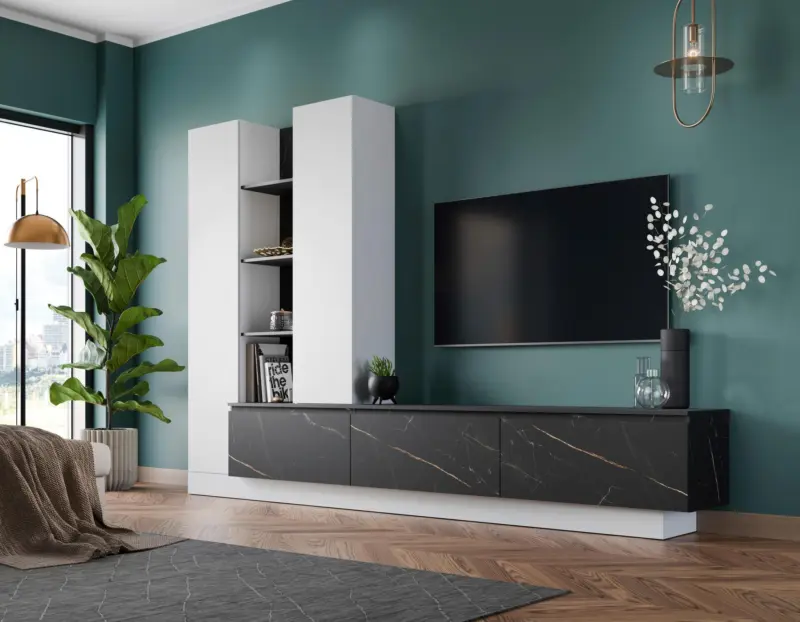 Anbauwand Modesto Wei&szlig;/Schwarz