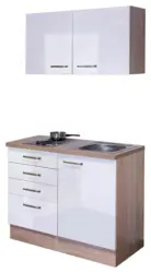 Minik&uuml;che Valero m. Ger&auml;ten B: ca. 100cm Wei&szlig; Hochglanz