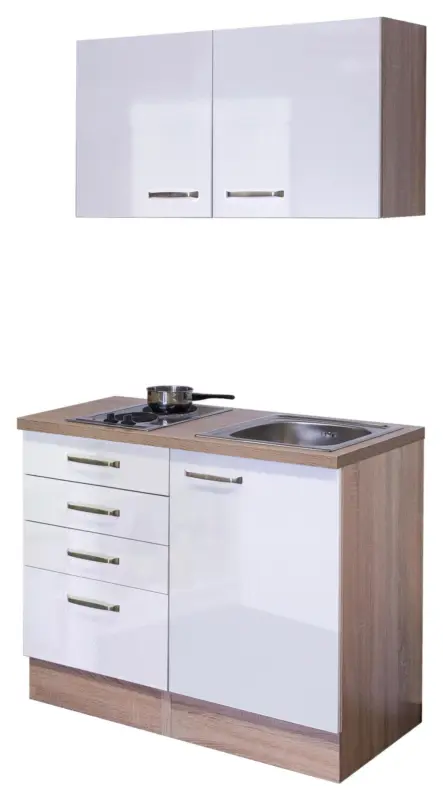 Minik&uuml;che Valero m. Ger&auml;ten B: ca. 100cm Wei&szlig; Hochglanz