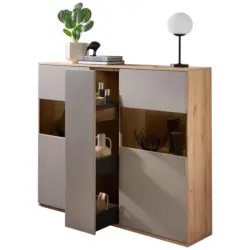 Highboard Grau, Buchefarben 150/131/40 cm