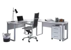 B&uuml;ro Office Edition Set 0 Grau/Wei&szlig;, 2-teilig