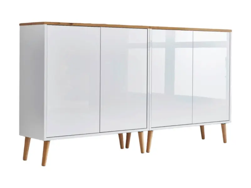 Sideboard Mailand Set 2 Wei&szlig;/Eiche