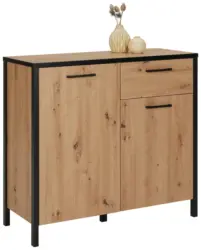 Kommode in Eichefarben/Schwarz