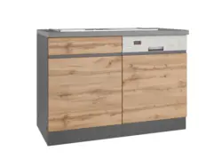 Sp&uuml;lenschrank Turin mit Sp&uuml;le ca. 120x86 cm Graphit/Eiche