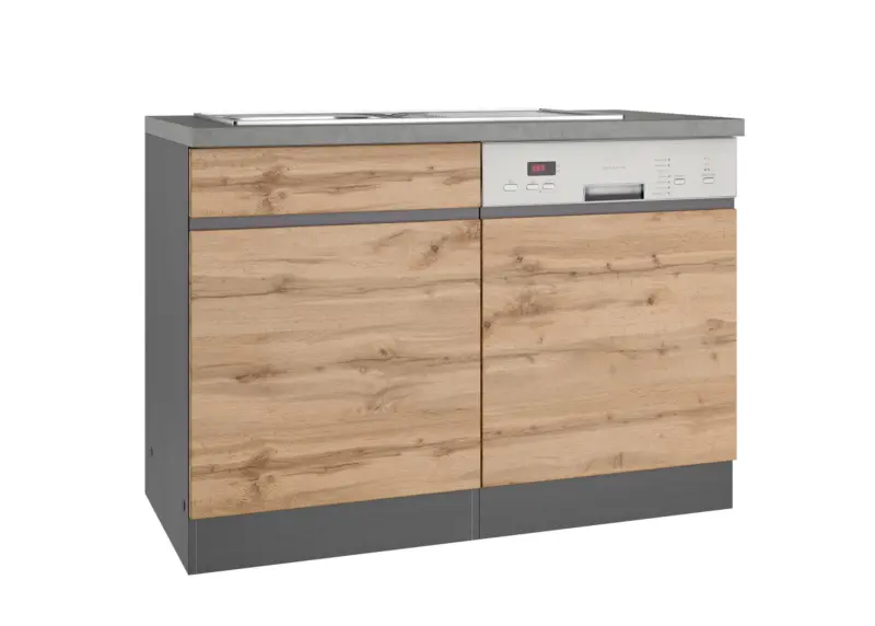 Sp&uuml;lenschrank Turin mit Sp&uuml;le ca. 120x86 cm Graphit/Eiche