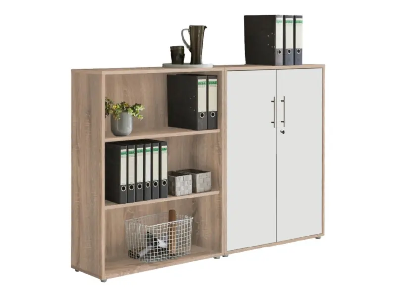 Aktenschrank Office Edition Sw Set 1 niedrig Wei&szlig;/Eiche