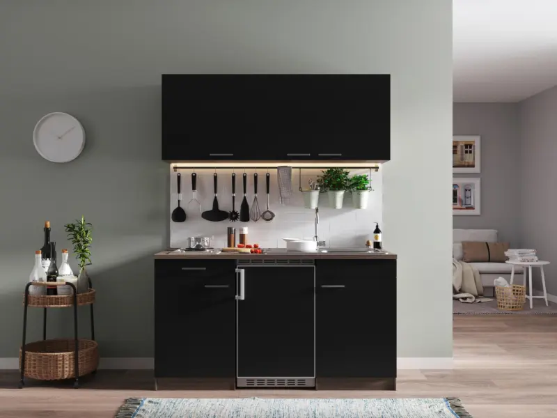 Minik&uuml;che Oliver mit Ger&auml;ten ca. 150 cm Schwarz