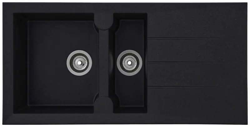 Sp&uuml;le Alineo Schwarz Kunststein B/T ca. 100x50 cm