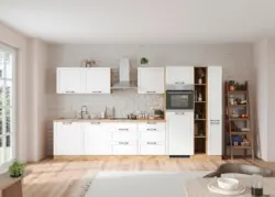 K&uuml;chenzeile Meran mit Ger&auml;ten ca. 360 cm Wei&szlig;/Eiche Dekor