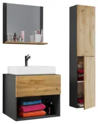 Badezimmer Lendas 4-tlg. ca. 94 cm Honigeiche/Anthr.