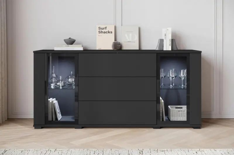 Sideboard Caro ca. 150x70 cm Schwarz