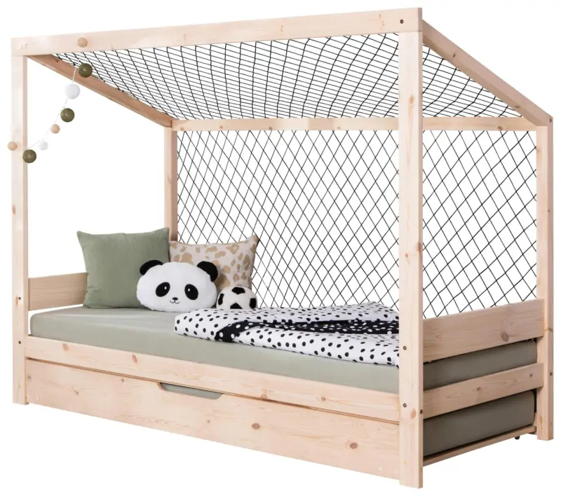 Ausziehbett Fu&szlig;ball Holz ca. 90x200 cm