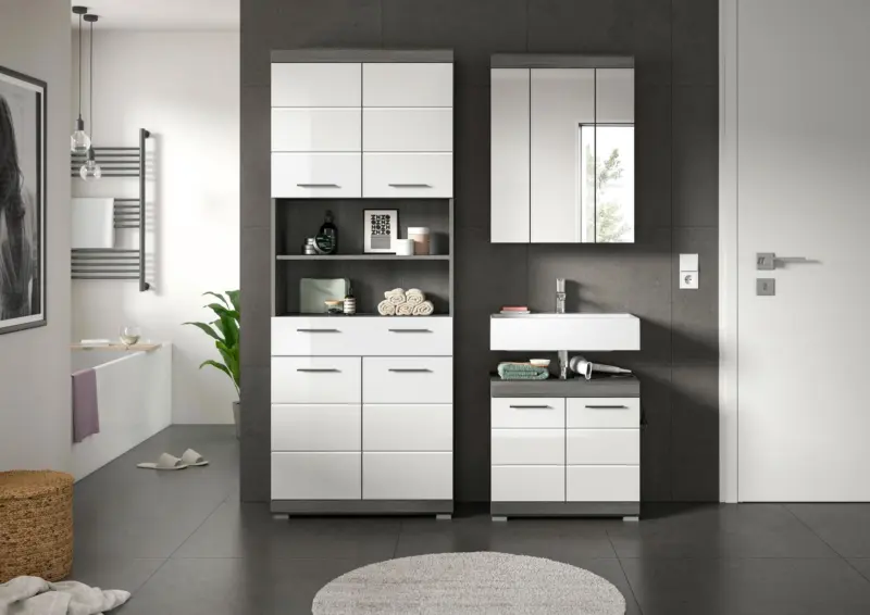 Badezimmer Scout 3-tlg. ca. 134 cm Anthrazit/Wei&szlig;