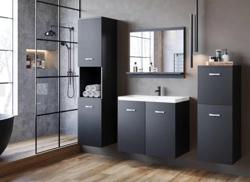 Badm&ouml;bel-Set 4-tlg. Malo ca. 140 cm Schwarz