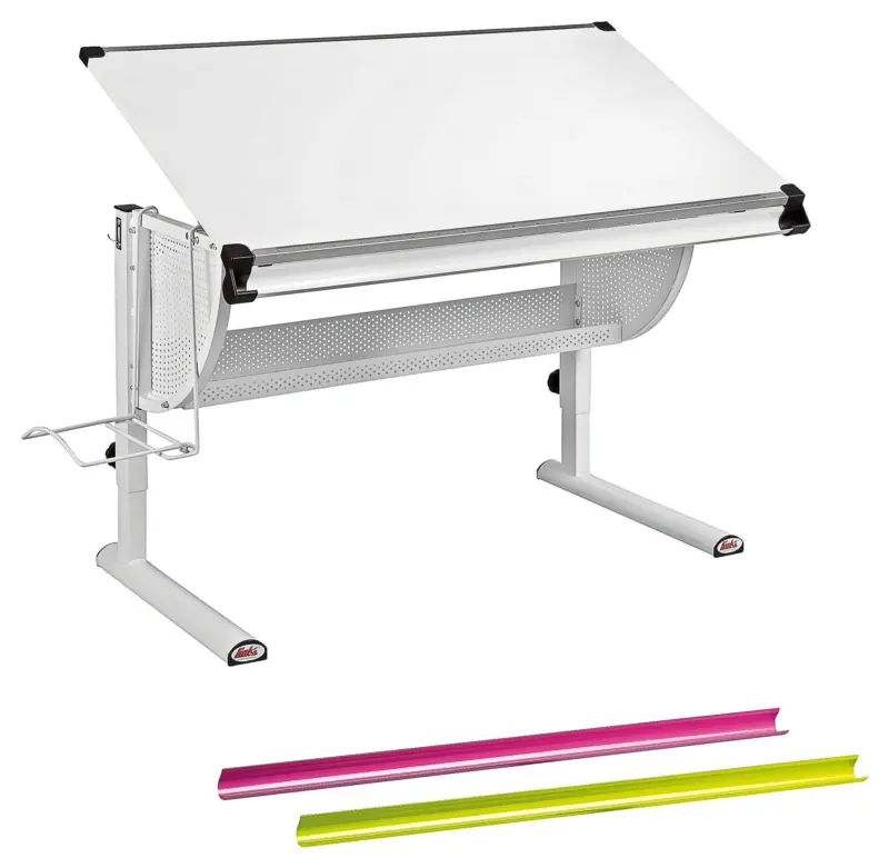 Schreibtisch Matts ca. 118x73 cm Wei&szlig;/Pink/Gr&uuml;n