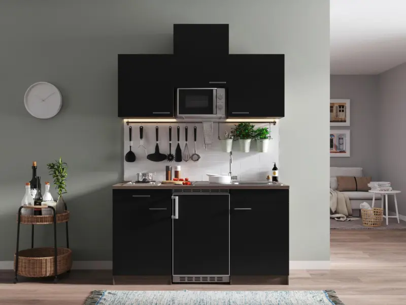Minik&uuml;che Oliver mit Ger&auml;ten ca. 150 cm Schwarz