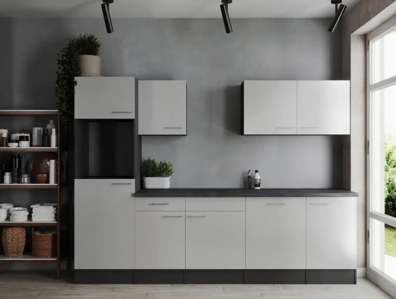 K&uuml;chenleerblock Oliver o. Ger&auml;te Grau/Wei&szlig;