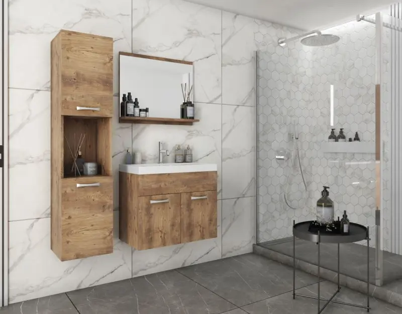 Badm&ouml;bel-Set 4-tlg. Montreal ca. 90 cm Kastanie/Wei&szlig;