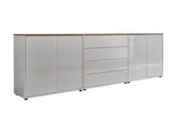 Sideboard Mailand Set 5 Wei&szlig;/Eiche