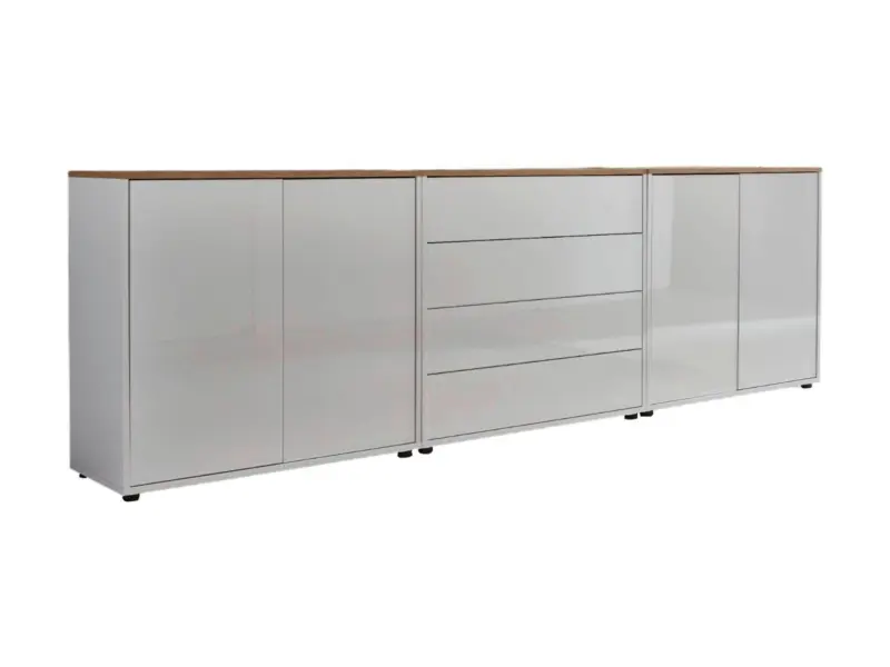 Sideboard Mailand Set 5 Wei&szlig;/Eiche