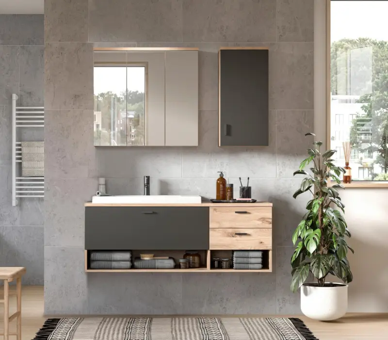 Badezimmer Grado 4-tlg. ca. 138 cm Eiche/Grau