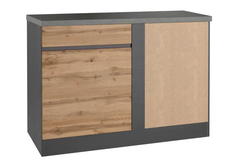 Eckunterschrank Turin ca. 120x86 cm Graphit/Eiche