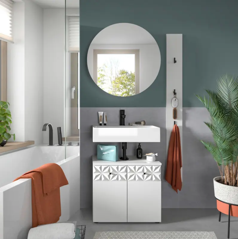 Badezimmer Prisma 3-tlg. ca. 130 cm Wei&szlig;