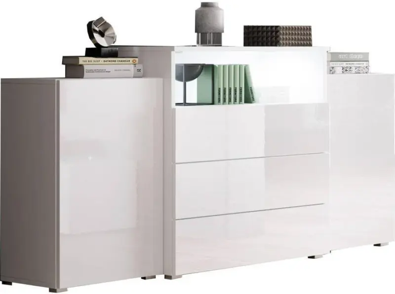 Sideboard Urban III mit LED Wei&szlig;