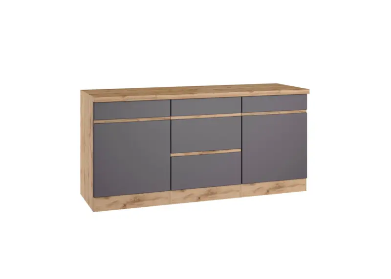 K&uuml;chenunterschrank Turin ca. 180x86 cm Grau/Wotaneiche