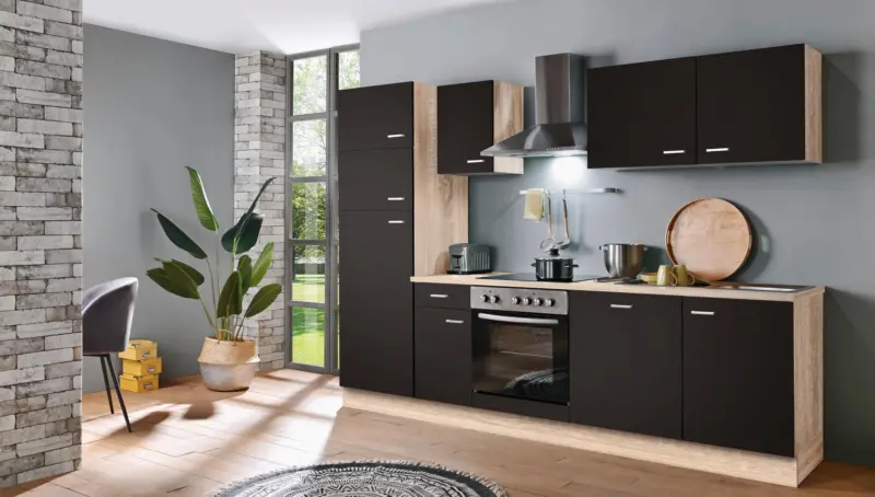Menke K&uuml;chenblock Classic Dunkelbraun/Eiche ca. 270cm