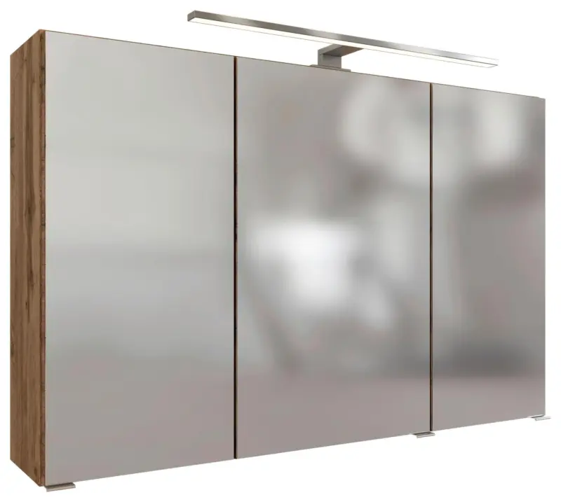 Spiegelschrank Pienza mit LED 3-t&uuml;rig ca. 100x64 cm Eiche
