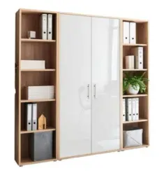 Aktenschrank Office Edition Sw Set 3 hoch Eiche/Wei&szlig;
