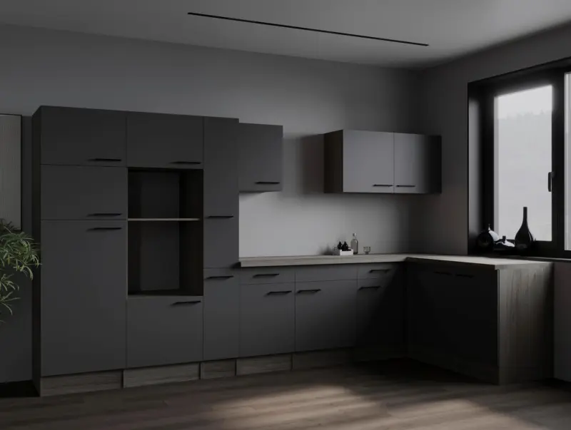 Eckk&uuml;che Oliver o. Ger&auml;te ca. 370x172cm Grau/Eichefarben