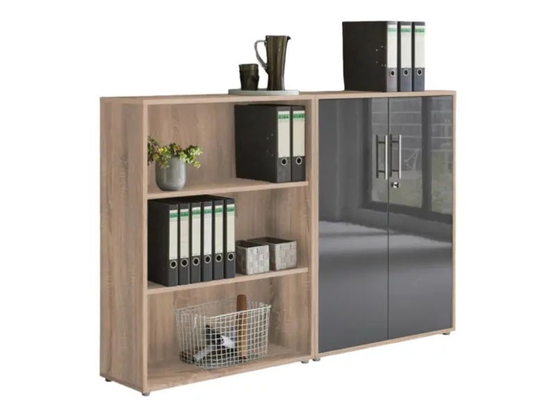 Aktenschrank Office Edition Sw Set 1 niedrig Eiche/Anthrazit