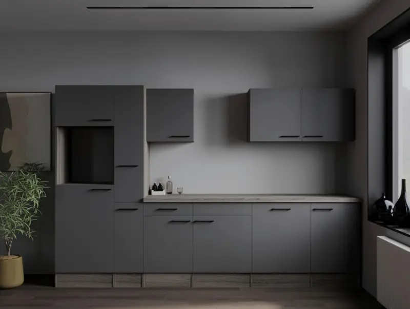 K&uuml;chenleerblock Oliver o. Ger&auml;te Grau/Eichefarben