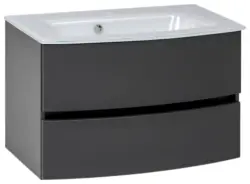 Waschbecken mit Unterschrank Kopenhagen B: 80 cm Grau/Wei&szlig;
