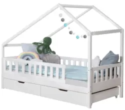 Hausbett Lou ca. 100x200 cm Holz Wei&szlig;