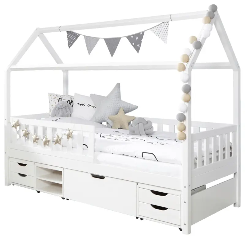 HAUSBETT Wei&szlig; mit Stauraum