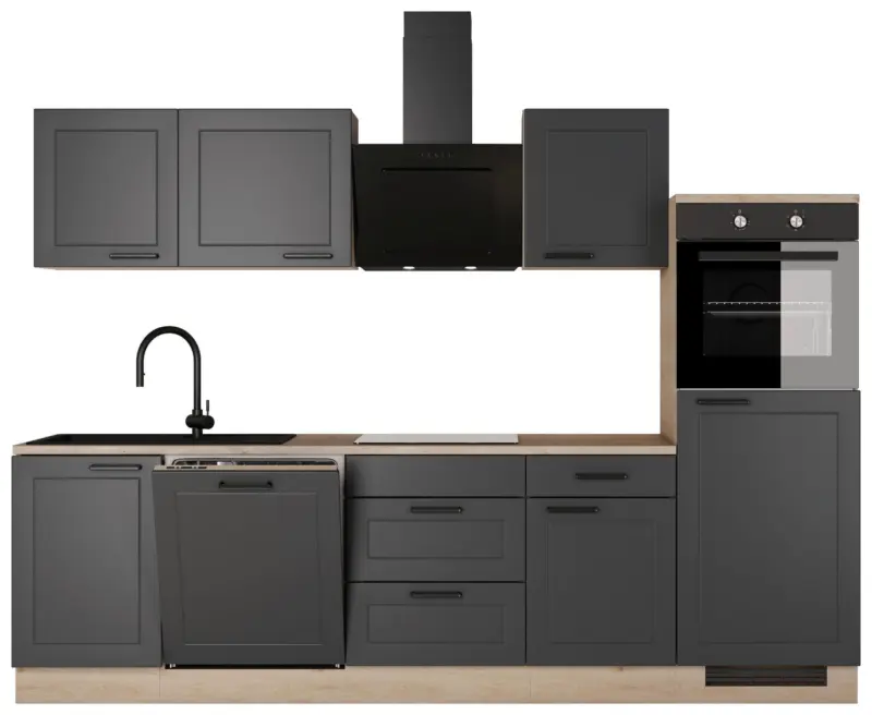 K&uuml;chenleerblock Romeo Anthrazit/Eichefarben