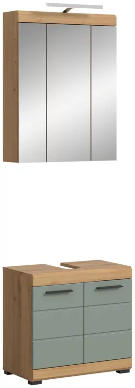 Badezimmer Scout 2-tlg. mit LED ca. 60 cm Salbeigr&uuml;n